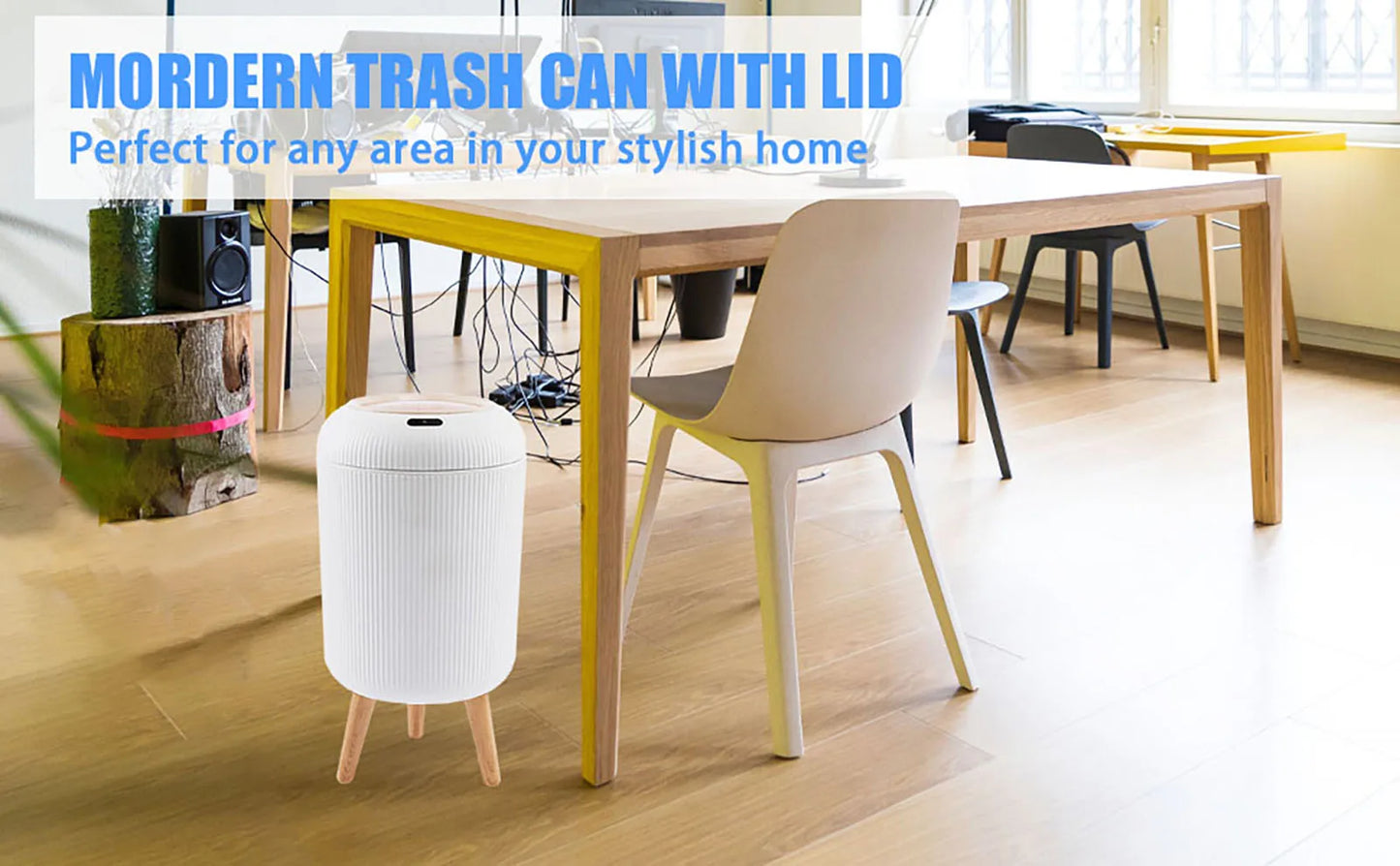 Automatic Trash Can with Lid, Small Plastic Smart Trash Can, Motion Sensor Trash Can for Bedroom, Bathroom, Kitchen, Office