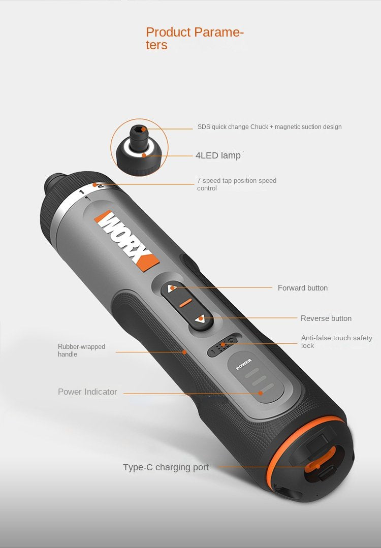 Youpin Worx 4V Mini Electrical Screwdriver Set WX242 Smart Cordless Electric Screw Driver USB Rechargeable 30 Bit Set Drill Tool