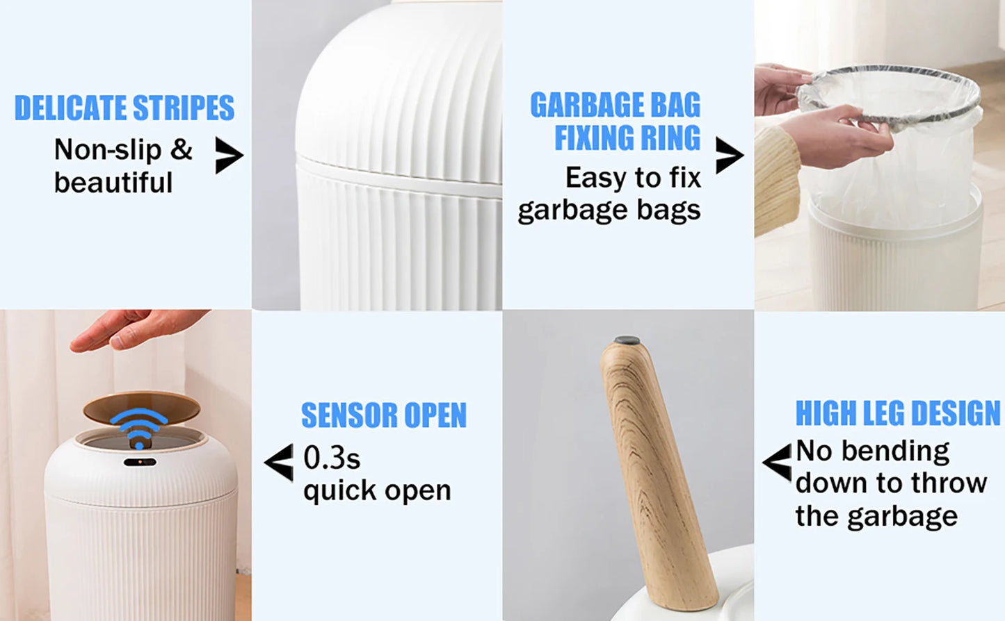 Automatic Trash Can with Lid, Small Plastic Smart Trash Can, Motion Sensor Trash Can for Bedroom, Bathroom, Kitchen, Office