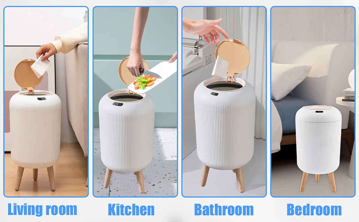 Automatic Trash Can with Lid, Small Plastic Smart Trash Can, Motion Sensor Trash Can for Bedroom, Bathroom, Kitchen, Office
