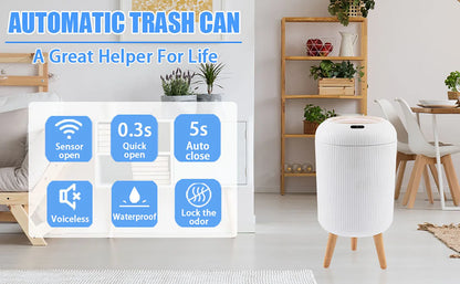 Automatic Trash Can with Lid,  Small Plastic Smart Trash Can, Motion Sensor Trash Can for Bedroom, Bathroom, Kitchen, Office