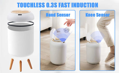 Automatic Trash Can with Lid,  Small Plastic Smart Trash Can, Motion Sensor Trash Can for Bedroom, Bathroom, Kitchen, Office