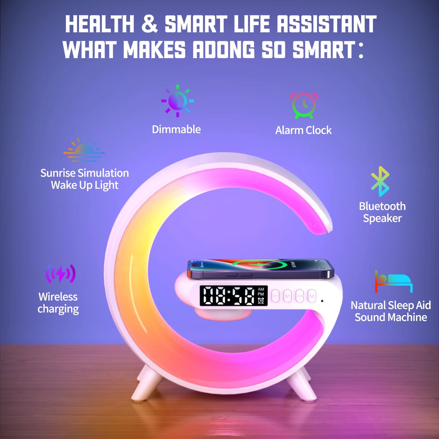 LED Smart Wake Up Light+Bluetooth Speaker