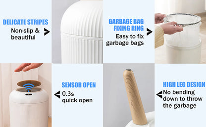 Automatic Trash Can with Lid,  Small Plastic Smart Trash Can, Motion Sensor Trash Can for Bedroom, Bathroom, Kitchen, Office